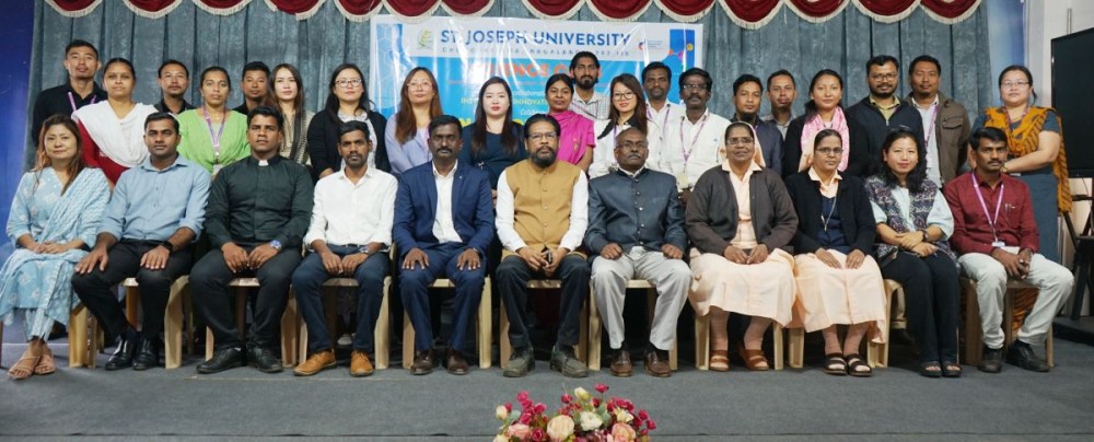 Participants of St Joseph University’s National Science Day 2025 pose after a day of scientific discussions and competitions celebrating innovation and sustainability.